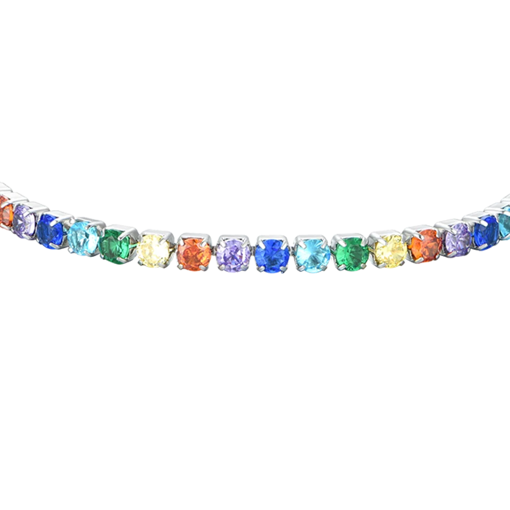Bracciale Luca Barra Tennis Acciaio Cristalli Multicolor
