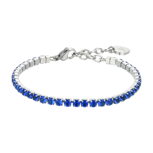 Bracciale Tennis Luca Barra Acciaio Cristalli Blu