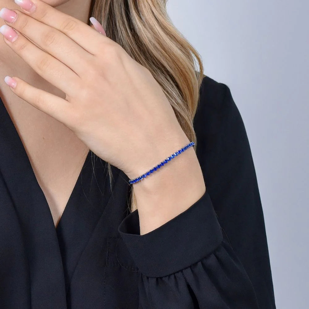 Bracciale Tennis Luca Barra Acciaio Cristalli Blu