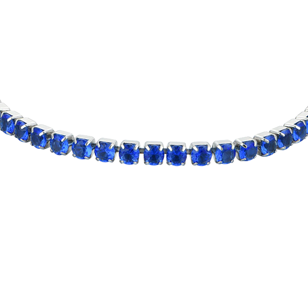 Bracciale Tennis Luca Barra Acciaio Cristalli Blu