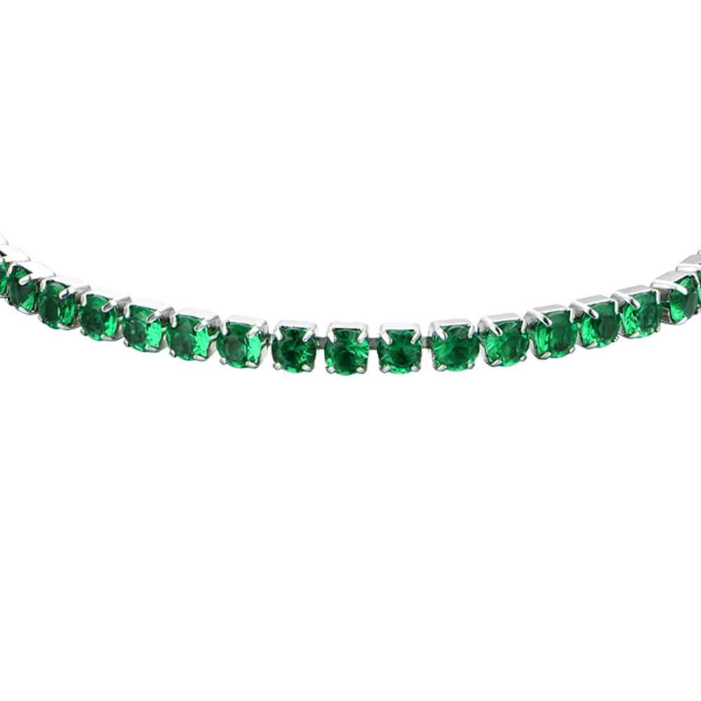 Bracciale Tennis Luca Barra Acciaio Cristalli Verdi