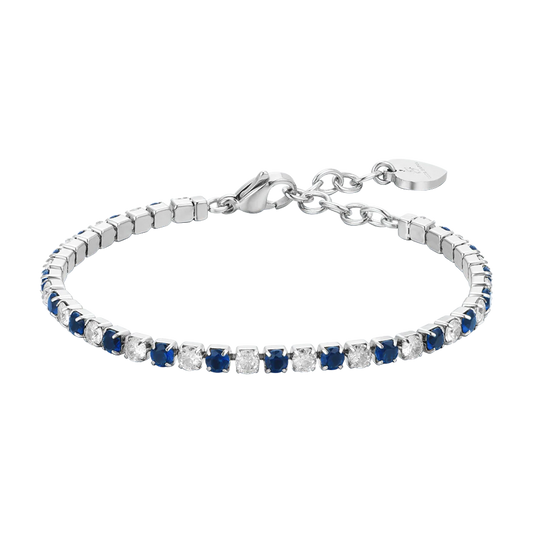 Bracciale Tennis Luca Barra Acciaio Cristalli Alternati Bianchi Blu