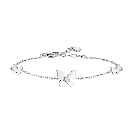 Bracciale Luca Barra Acciaio Farfalle e Cristallo