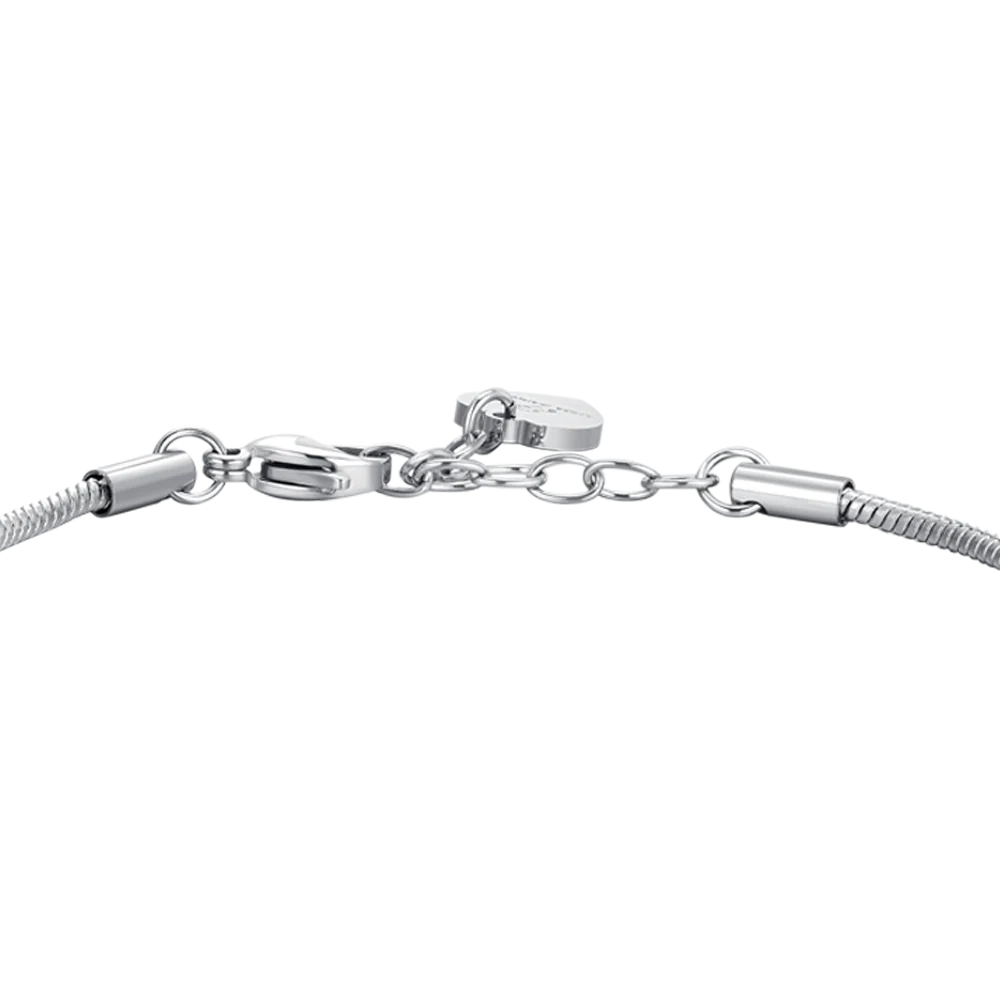 Bracciale Luca Barra Acciaio Maglia Coda Di Topo Sottile Charm Ancora con Cristalli