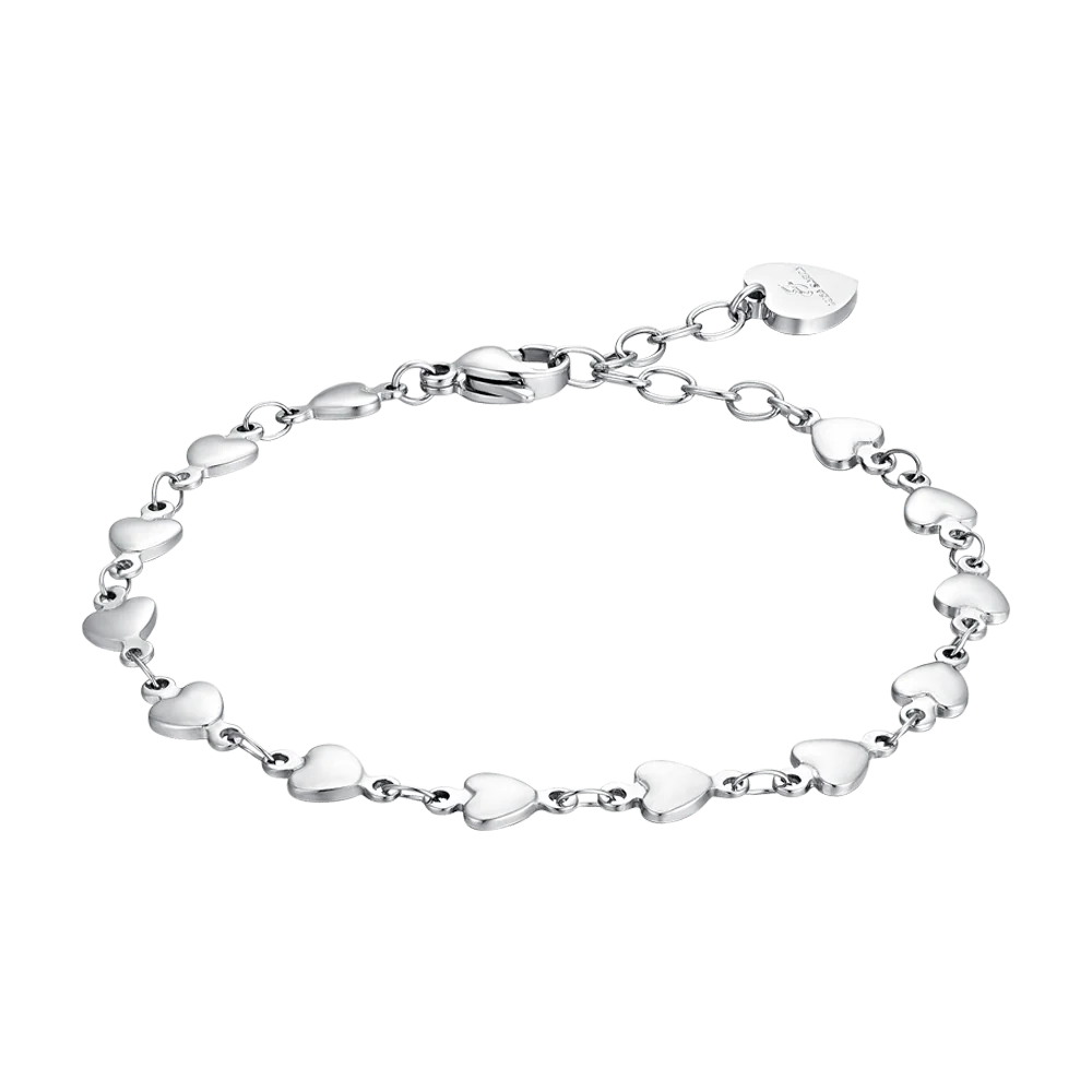 Bracciale Luca Barra Acciaio Maglia Cuori