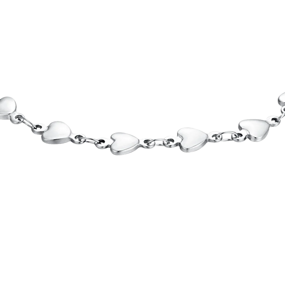 Bracciale Luca Barra Acciaio Maglia Cuori