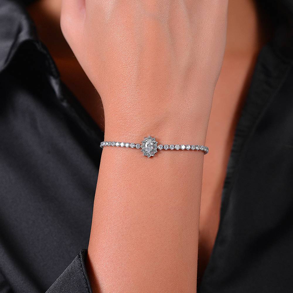 Bracciale Tennis Luca Barra Acciaio Centrale Rosetta Zircone Contornato