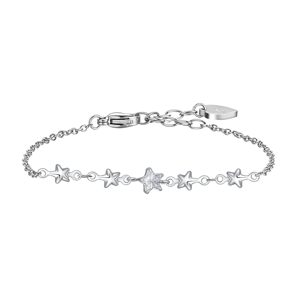 Bracciale Luca Barra Acciao Centrale Con Stelle + Zircone