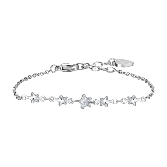 Bracciale Luca Barra Acciao Centrale Con Stelle + Zircone