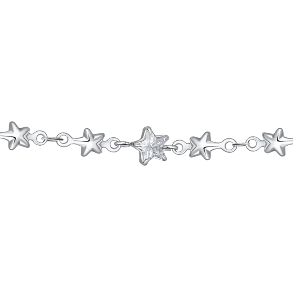 Bracciale Luca Barra Acciao Centrale Con Stelle + Zircone