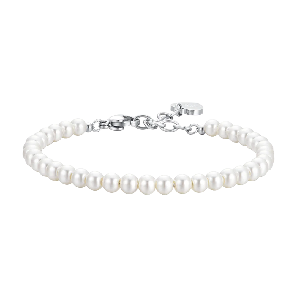 Bracciale Luca Barra Acciaio Perle Sintetiche