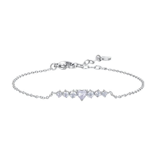 Bracciale Luca Barra Acciaio Maglia Catena Centrale Rigido Taglio Cuore