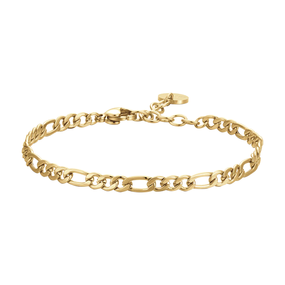 Bracciale Luca Barra Acciaio Pvd Oro Catena Maglia Figaro