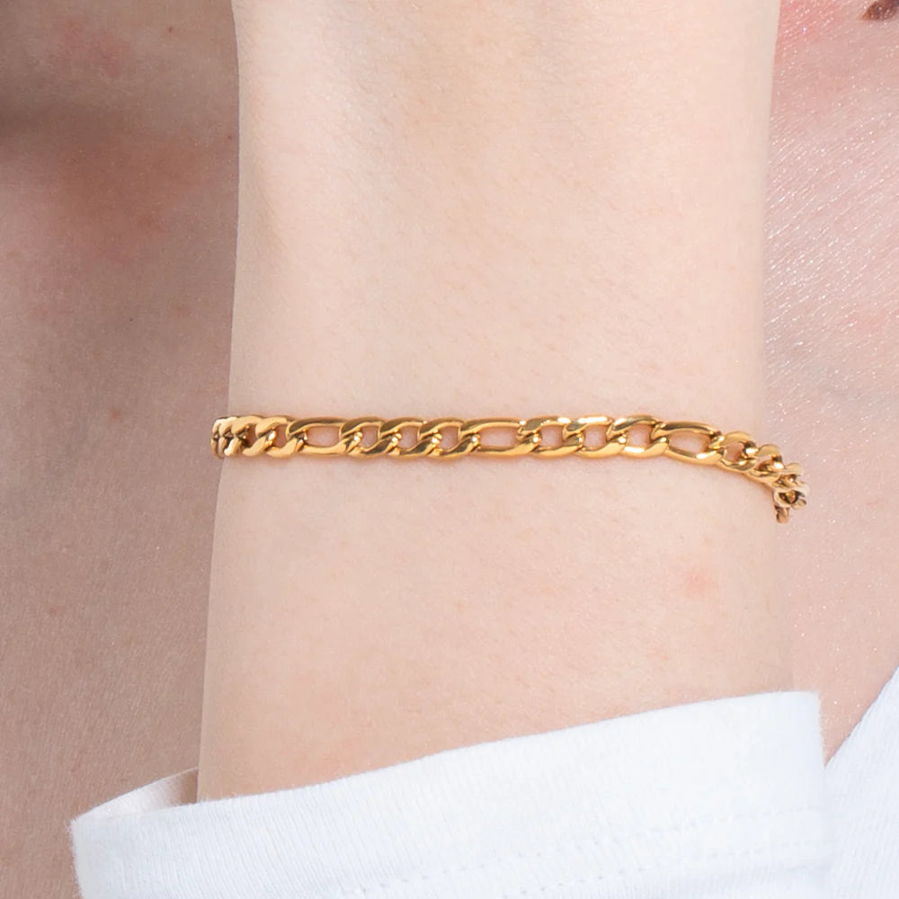 Bracciale Luca Barra Acciaio Pvd Oro Catena Maglia Figaro