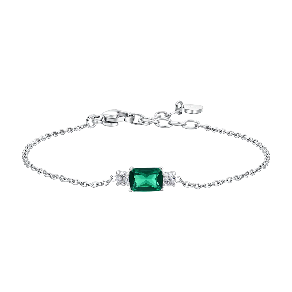 Bracciale Luca Barra Acciaio Con Cubic Zirconia Verde Bianco