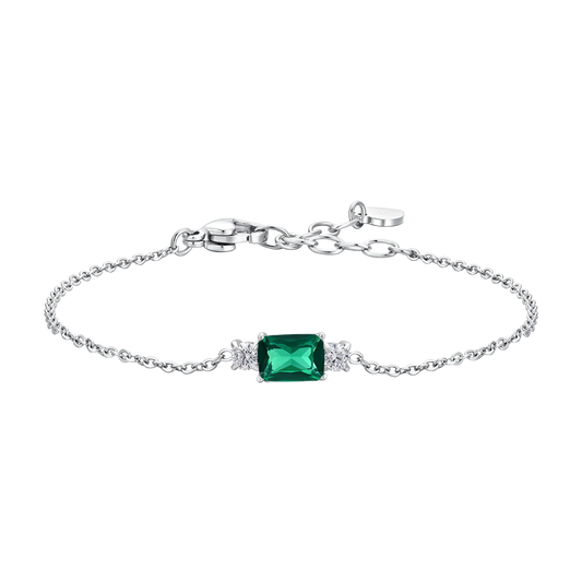 Bracciale Luca Barra Acciaio Con Cubic Zirconia Verde Bianco