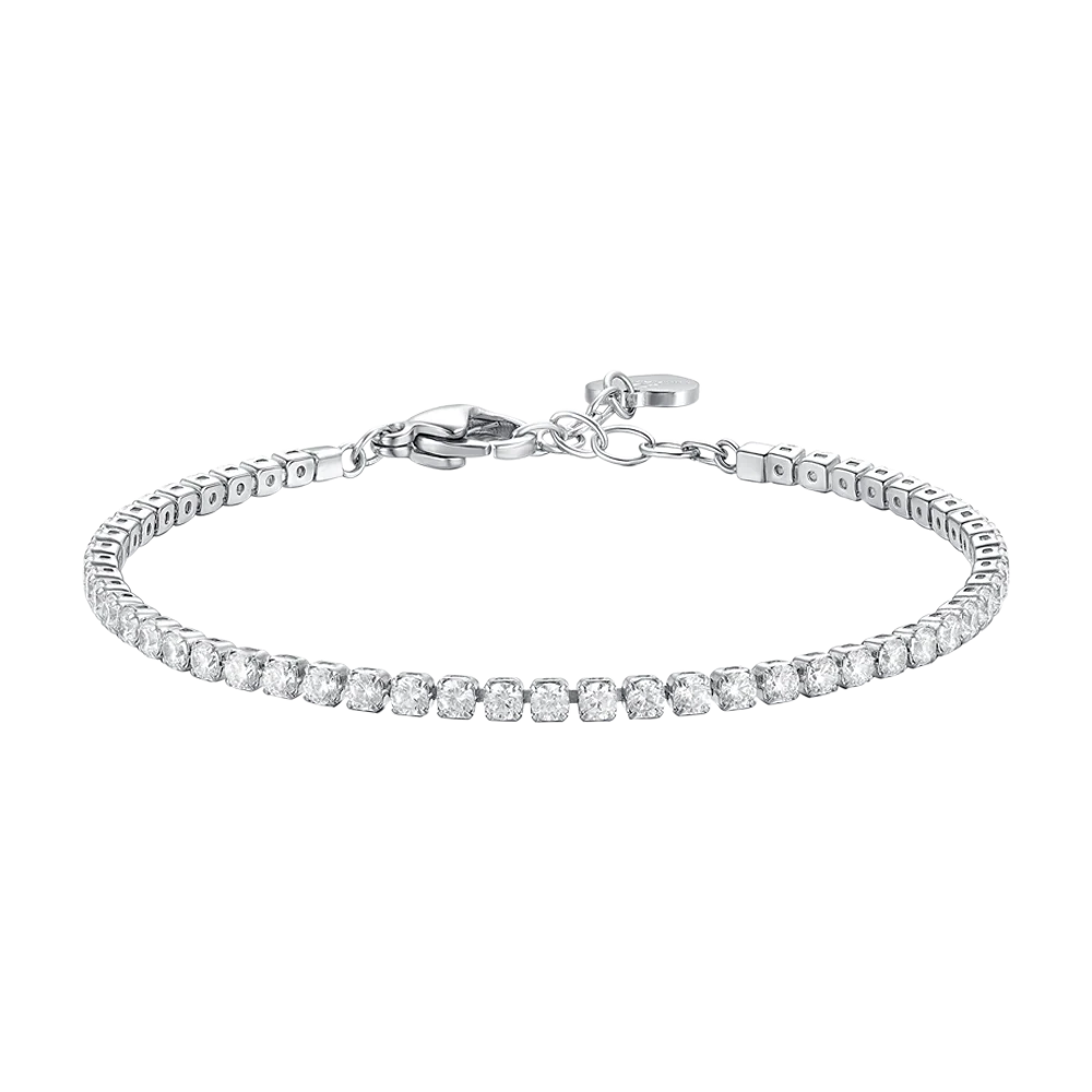 Bracciale Tennis Luca Barra Acciaio Cristalli Bianchi