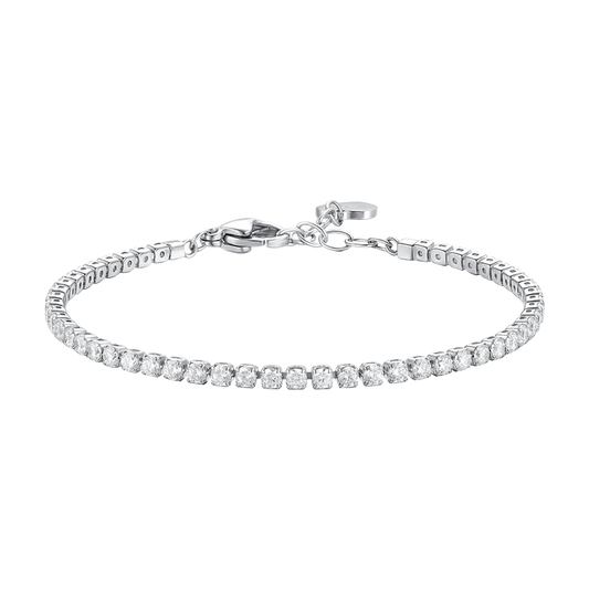 Bracciale Tennis Luca Barra Acciaio Cristalli Bianchi