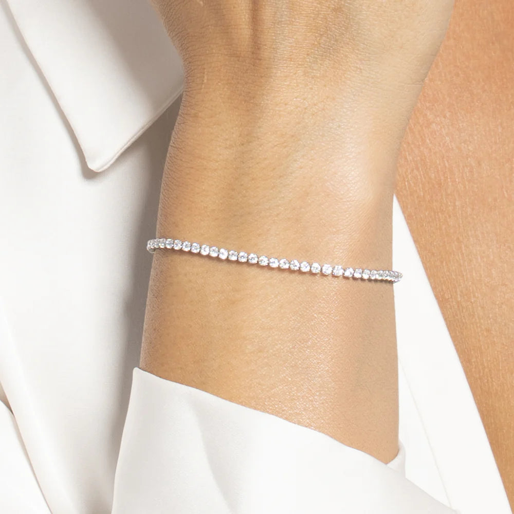 Bracciale Tennis Luca Barra Acciaio Cristalli Bianchi