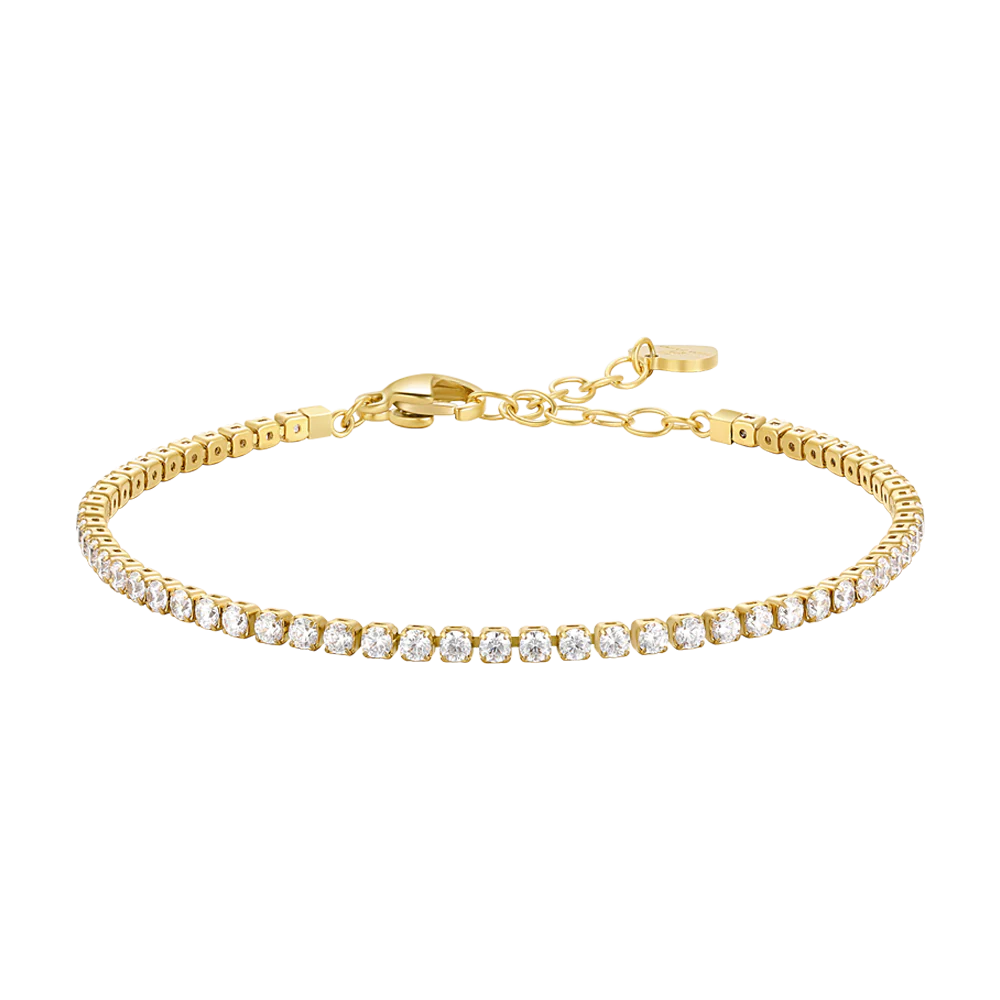 Bracciale Tennis Luca Barra Pvd Oro Cristalli Bianchi