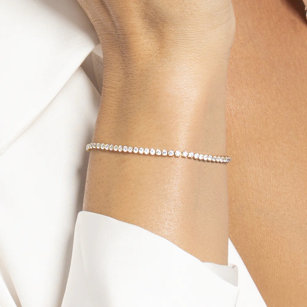 Bracciale Tennis Luca Barra Pvd Oro Cristalli Bianchi