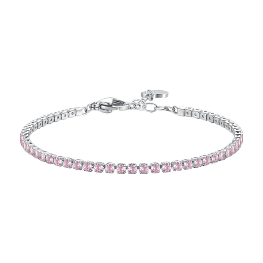 Bracciale Tennis Luca Barra Acciaio Cristalli Rosa