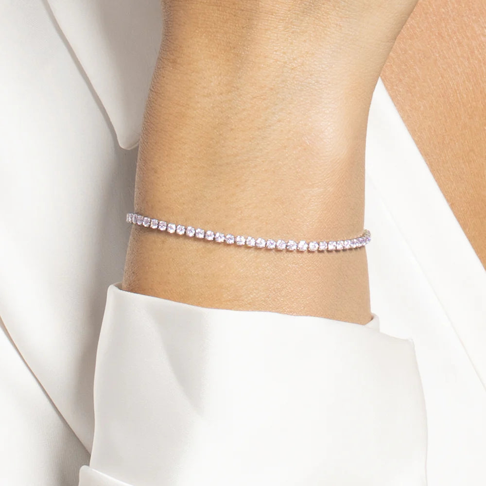 Bracciale Tennis Luca Barra Acciaio Cristalli Rosa