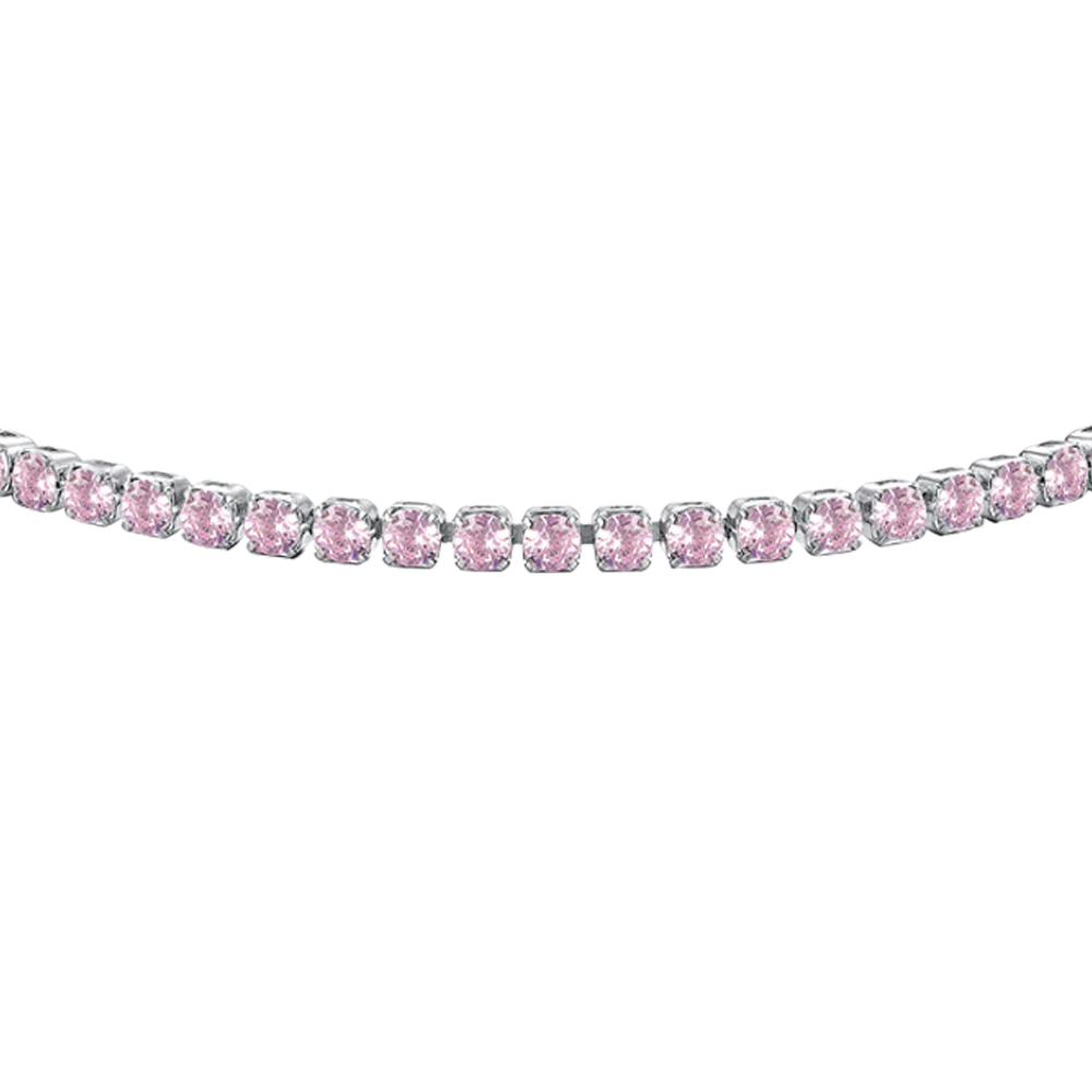 Bracciale Tennis Luca Barra Acciaio Cristalli Rosa