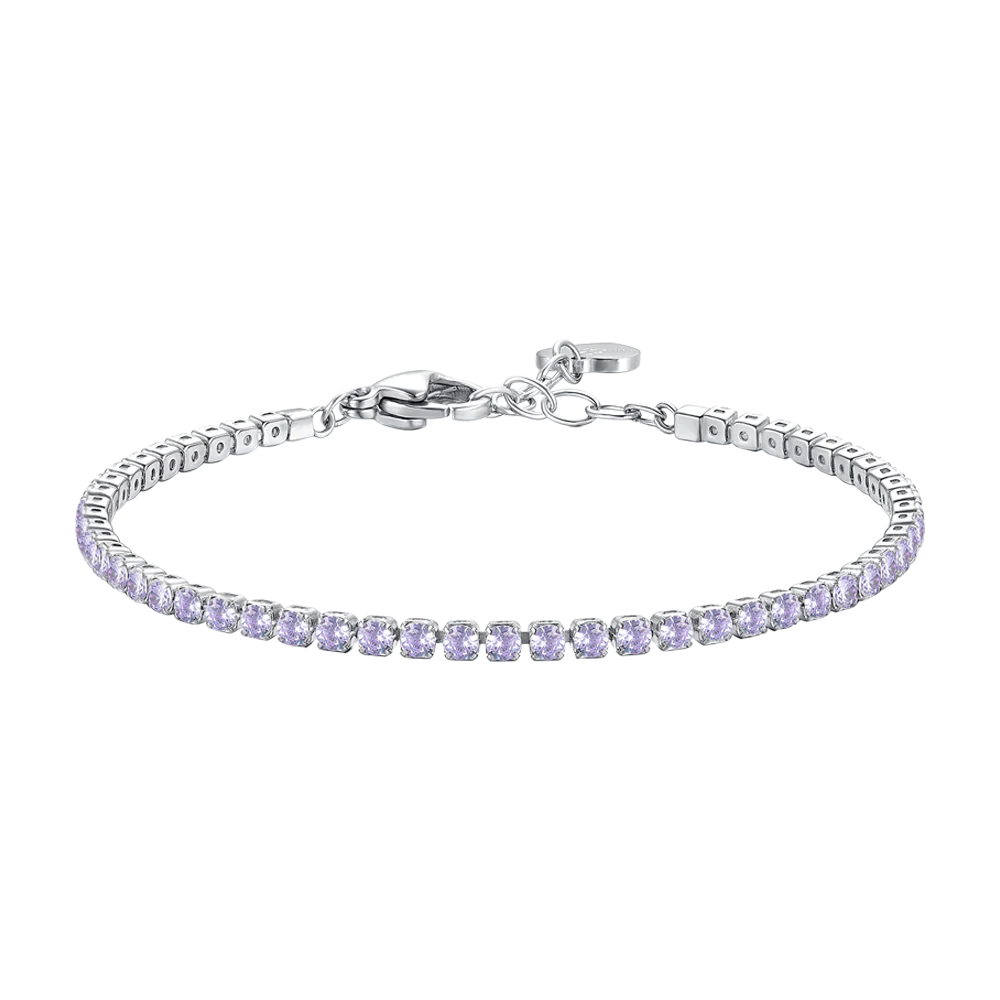 Bracciale Tennis Luca Barra Acciaio Cristalli Viola