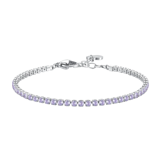Bracciale Tennis Luca Barra Acciaio Cristalli Viola