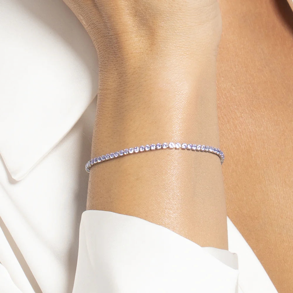 Bracciale Tennis Luca Barra Acciaio Cristalli Viola
