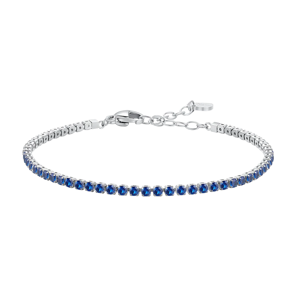Bracciale Tennis Luca Barra Acciaio Zirconi Blu