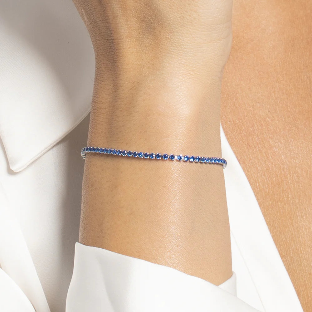 Bracciale Tennis Luca Barra Acciaio Zirconi Blu