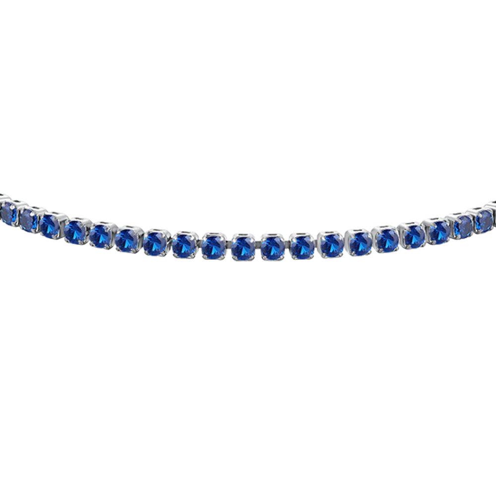 Bracciale Tennis Luca Barra Acciaio Zirconi Blu