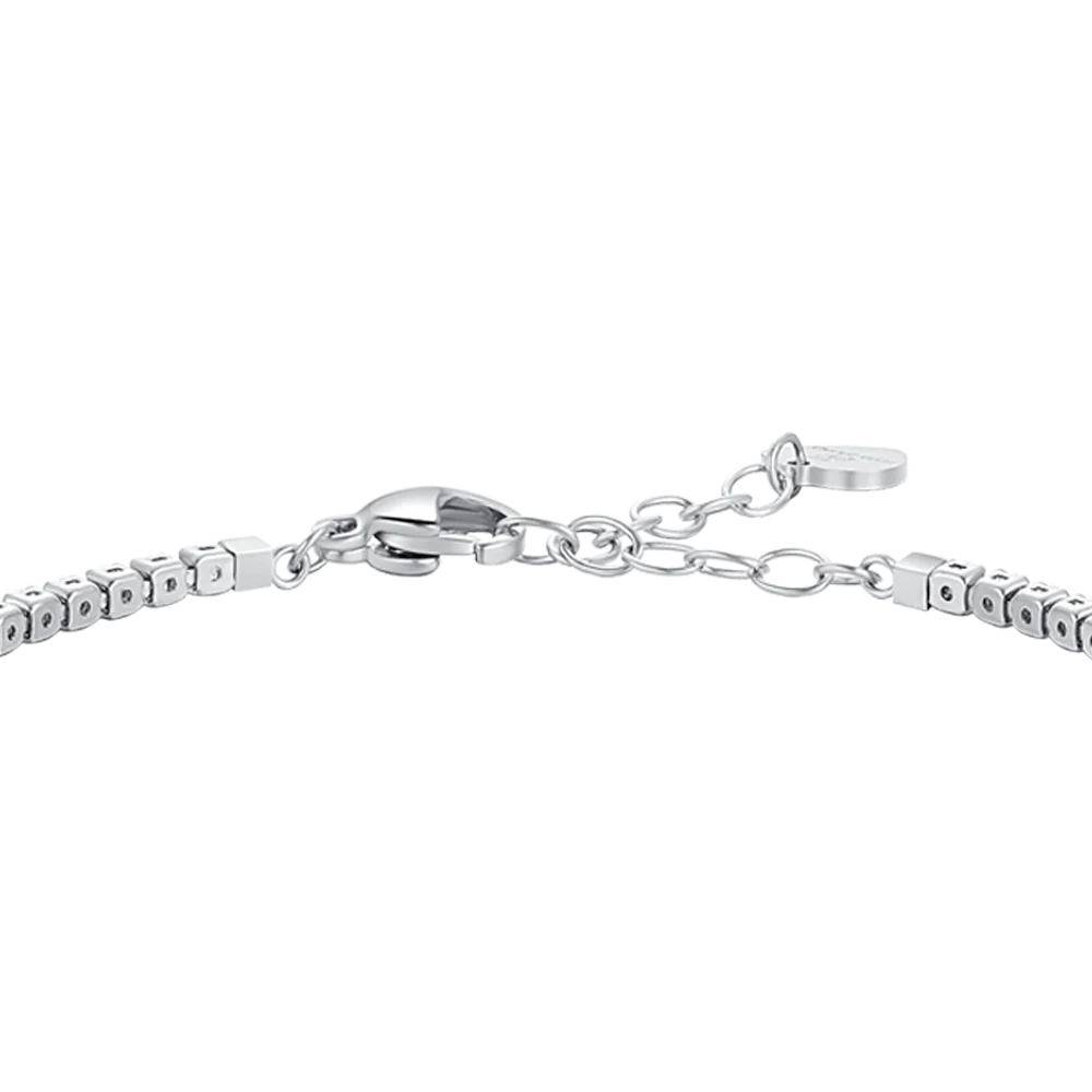 Bracciale Tennis Luca Barra Acciaio Zirconi Blu