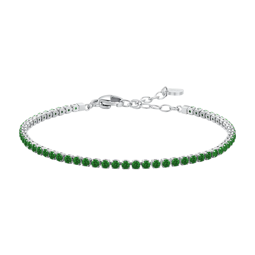 Bracciale Tennis Luca Barra Acciaio Zirconi Verdi