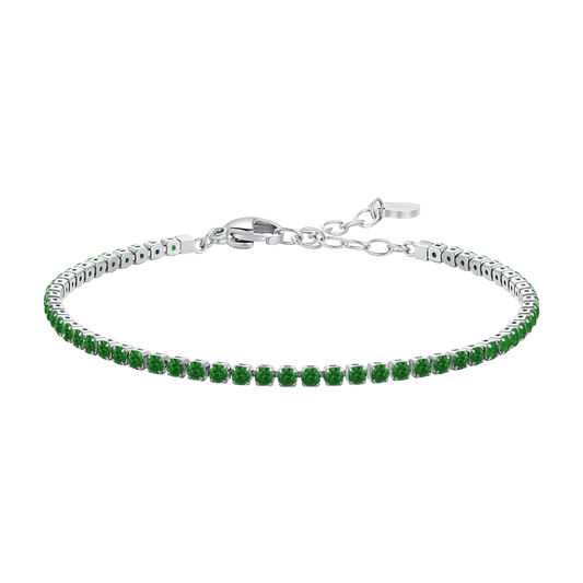 Bracciale Tennis Luca Barra Acciaio Zirconi Verdi