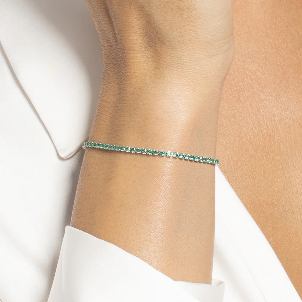 Bracciale Tennis Luca Barra Acciaio Zirconi Verdi