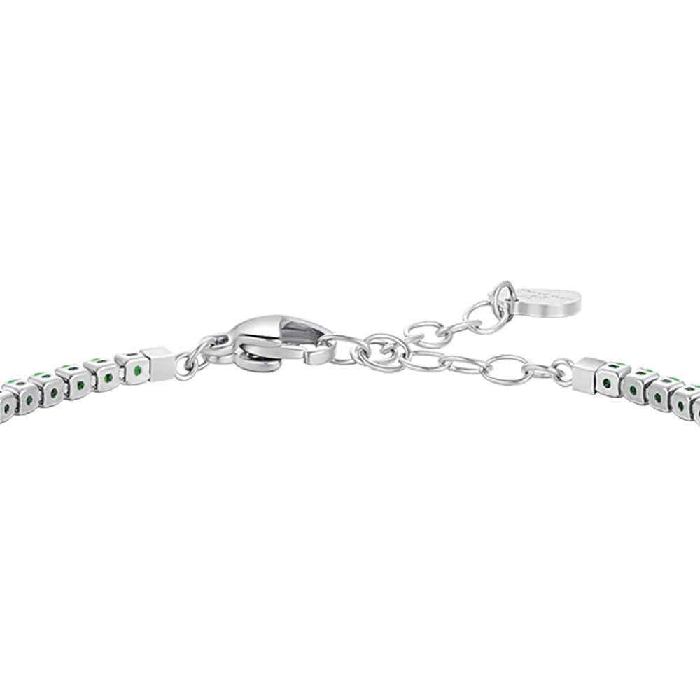 Bracciale Tennis Luca Barra Acciaio Zirconi Verdi