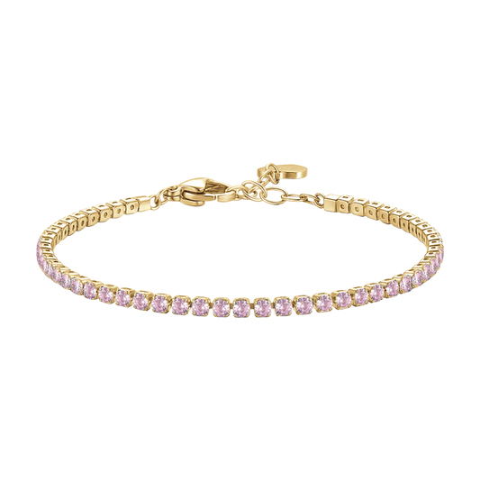 Bracciale Tennis Luca Barra Pvd Oro Zirconi Rosa