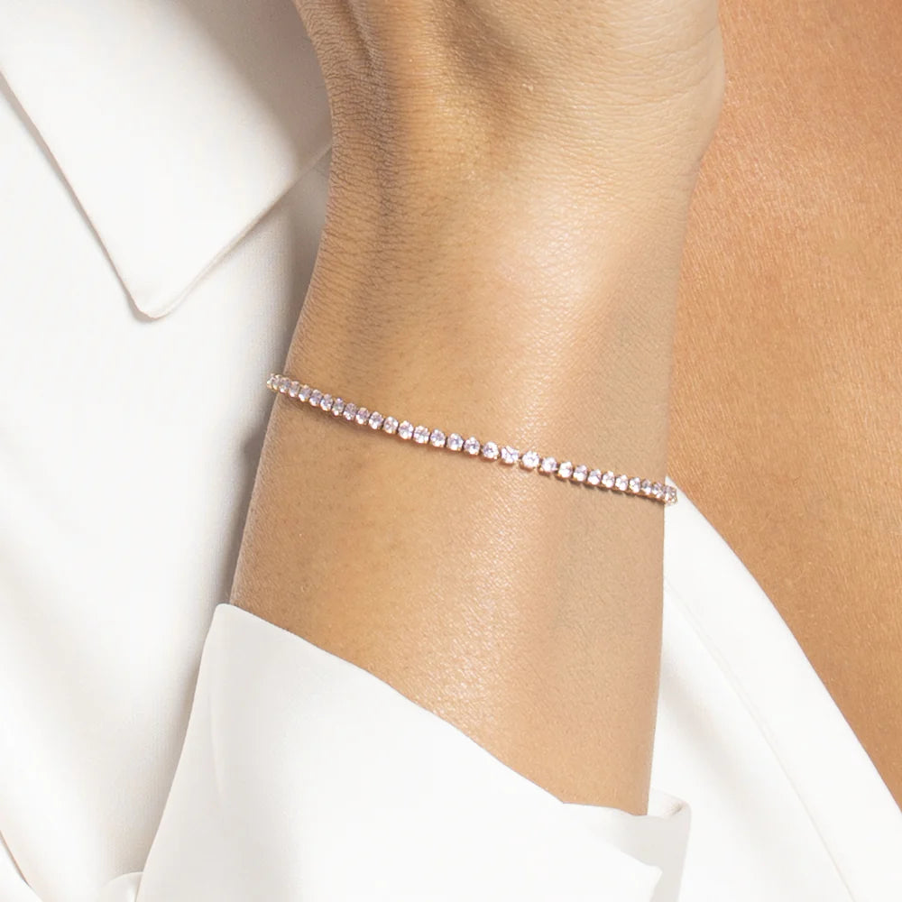 Bracciale Tennis Luca Barra Pvd Oro Zirconi Rosa