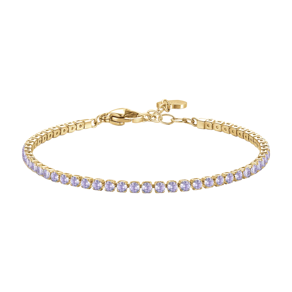 Bracciale Tennis Luca Barra Pvd Oro Zirconi Viola