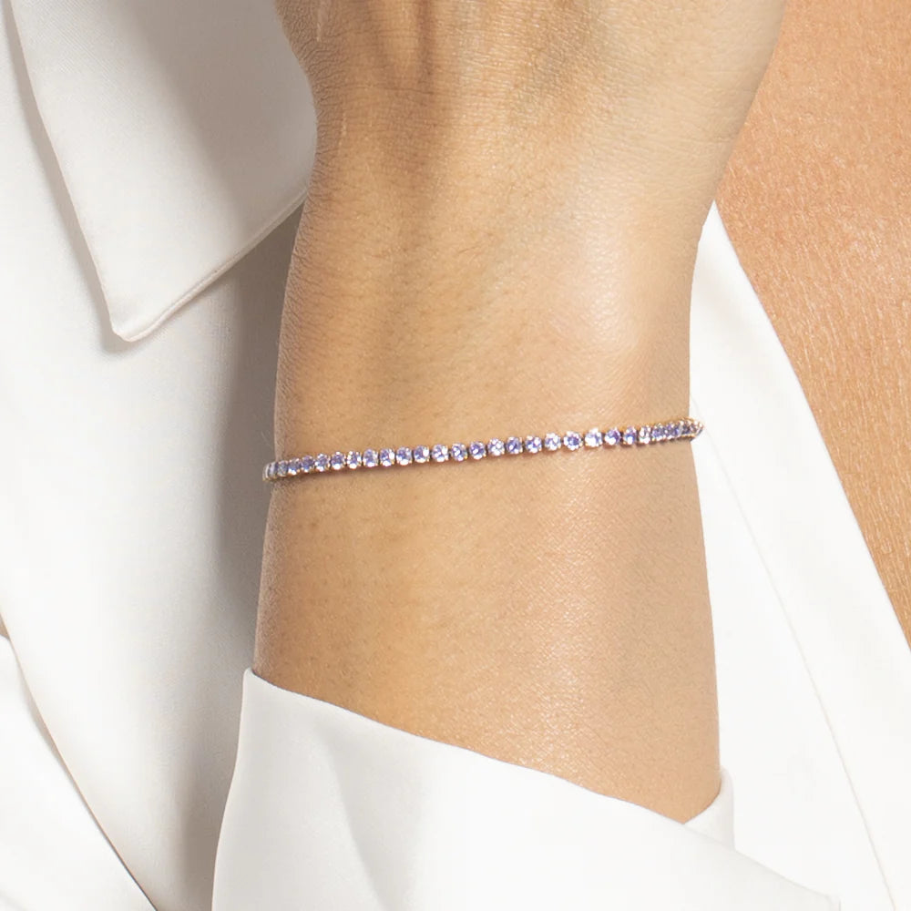 Bracciale Tennis Luca Barra Pvd Oro Zirconi Viola