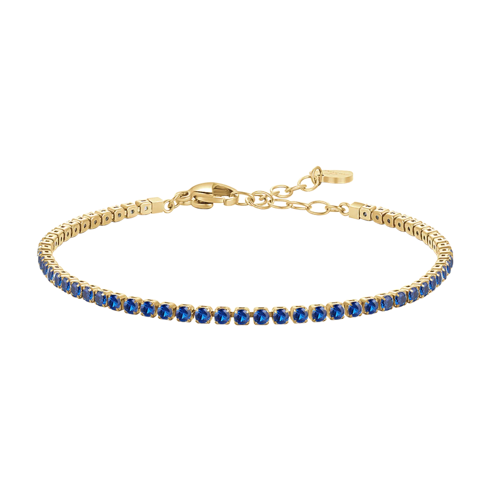 Bracciale Tennis Luca Barra Acciaio Pvd Oro Cristalli Blu