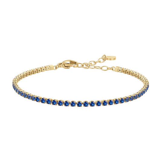 Bracciale Tennis Luca Barra Acciaio Pvd Oro Cristalli Blu