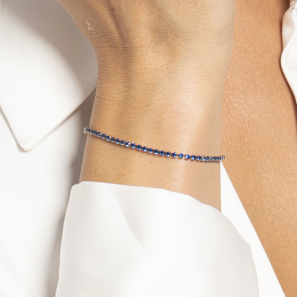 Bracciale Tennis Luca Barra Acciaio Pvd Oro Cristalli Blu