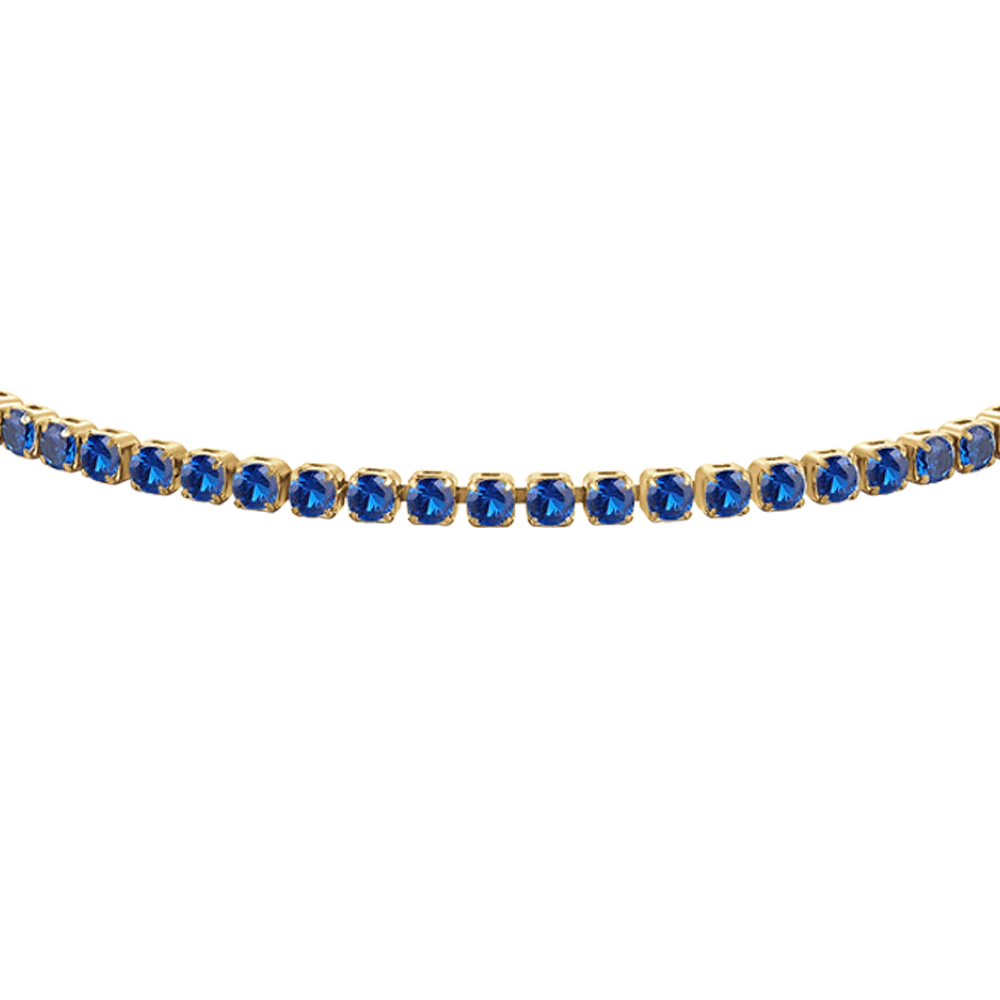 Bracciale Tennis Luca Barra Acciaio Pvd Oro Cristalli Blu