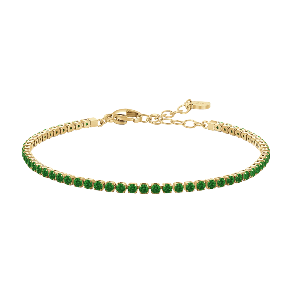 Bracciale Tennis Luca Barra Pvd Oro Cristalli Verdi