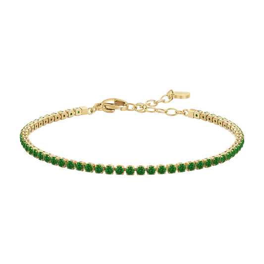 Bracciale Tennis Luca Barra Pvd Oro Cristalli Verdi