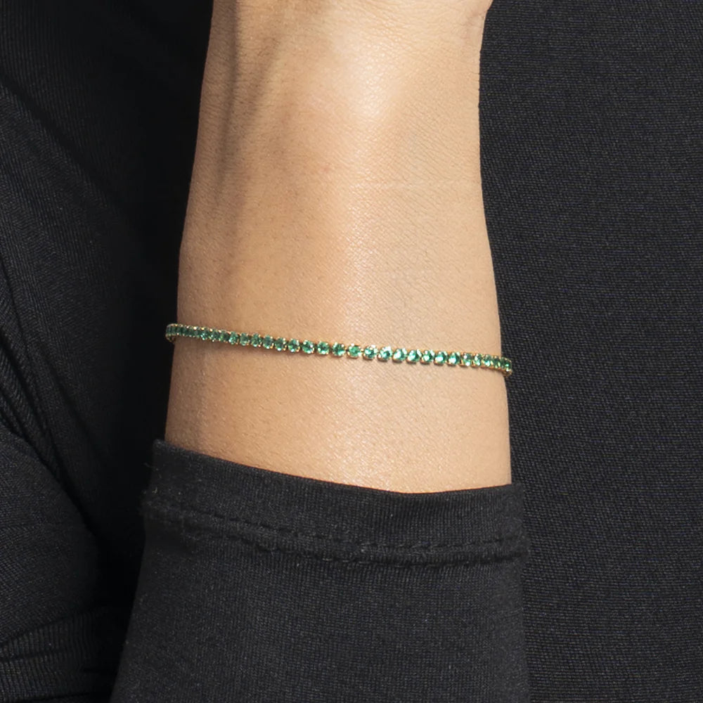 Bracciale Tennis Luca Barra Pvd Oro Cristalli Verdi